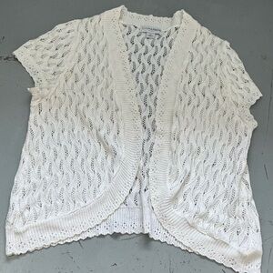 SAG HARBOR Open-Knit Short Sleeve Cardigan Contemporary Sweater Shrug 1XL